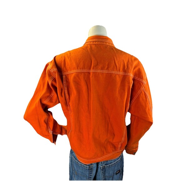 Vtg RUBBER SOUL Men’s  XXL Orange Cool Sexy Denim Trucker Jacket Coat USA Made - Picture 6 of 12